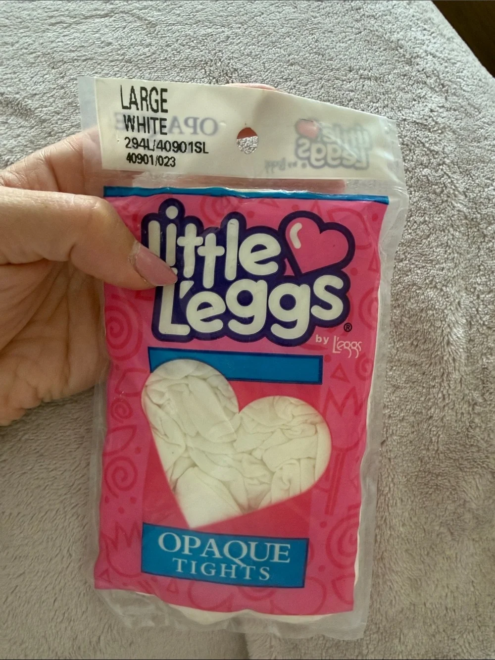 NWT VINTAGE Little Leggs White Opaque Tights - Large